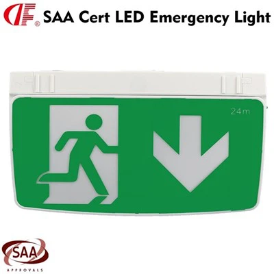 AUEXLED-02 Running Man Arrow Down Dubbel-Zijdig hangend LED-nooduitgangsbord met zelftest